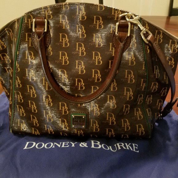 Dooney & Bourke Handbags - Classic Dooney & Bourke Brown Logo Satchel Bag